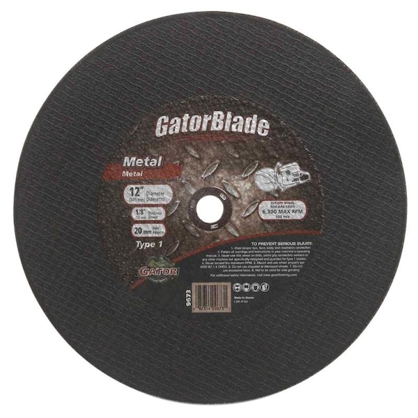 Disco de corte Gatorblade, 12 pulgadas de diámetro, 1/8 de pulgada de grosor, 20 mm de arbor - 9673