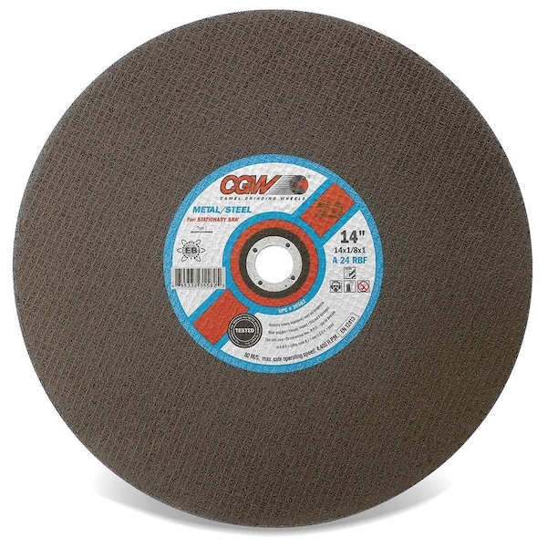 Disco de corte recto Cgw Abrasivos, 12 pulgadas de diámetro x 1/8 pulgadas de grosor, agujero central de 1 pulgada, grano 24, abrasivo de óxido de aluminio - 70105