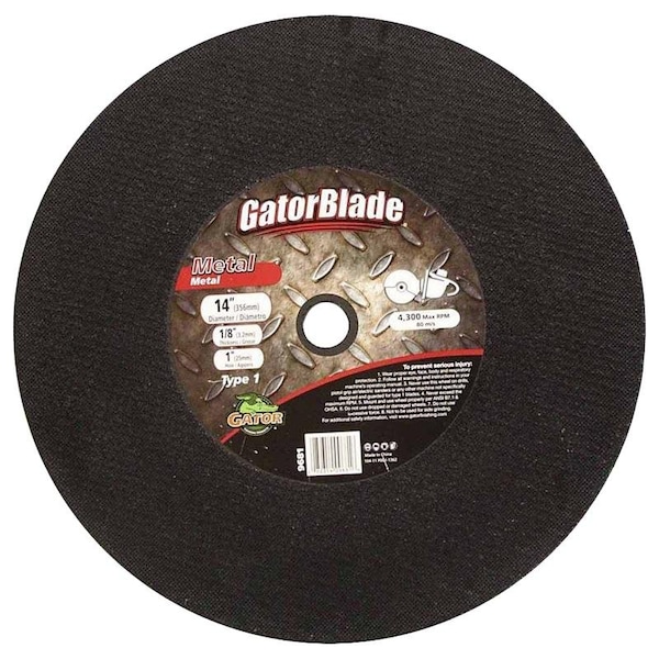 Rueda de corte Gator, 14 pulgadas de diámetro, 1/8 de pulgada de grosor, 1 pulgada de montura - 9681