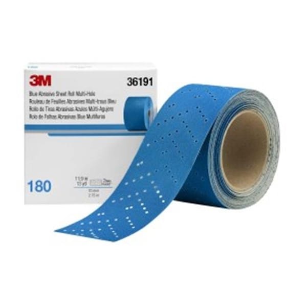 3M-36191 2.75 pulgadas x 13 yardas Hookit Blue Abrasive Sheet Roll Multi-Hole; Grado 180 - 3M-36191