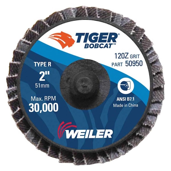 Weiler 2" BobCat Mini Disco de láminas abrasivas cónicas (TY29), Montaje tipo R, 120Z - 50950