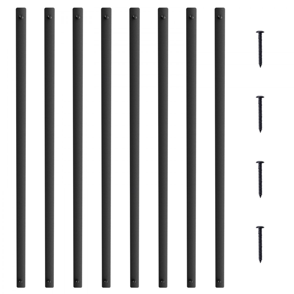 VEVOR Staircase Metal Balusters, 32.28'' x 1'' Flat Aluminum Alloy Decorative Banister Spindles, 51 Pack Deck Baluster with Screws, Classic Hollow Deck Railing Satin Black Powder Coated for Porch - BPKLGZ51G322DLHBFV0