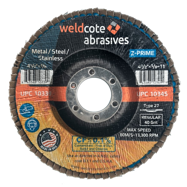 Weldcote Disco de Solapa 4-1/2 X 7/8 T27 Z-Prime Reg 40G - 10339