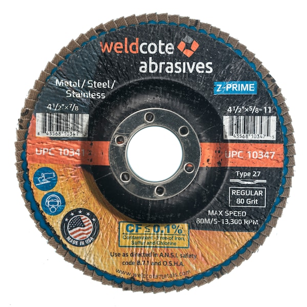 Weldcote Disco de Aletas 4-1/2 X 7/8 T27 Z-Prime Reg 80G - 10341