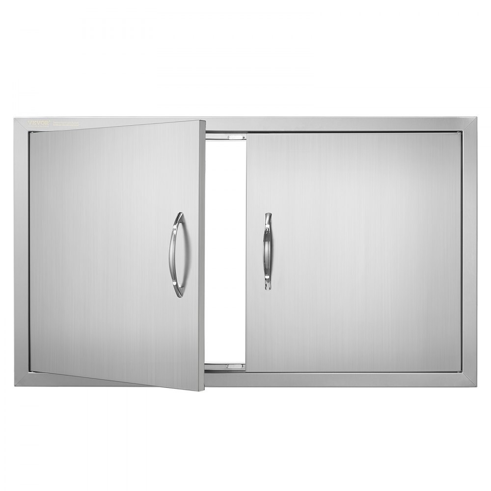 VEVOR BBQ Access Door, 36W x 21H Inch Double Outdoor Kitchen Door, Stainless Steel Flush Mount Door, Wall Vertical Door with Handles, for BBQ Island, Grilling Station, Outside Cabinet - SMMBSCJMYS36GACHDV0