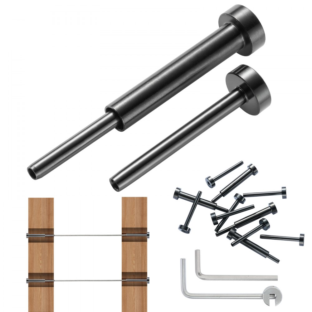 VEVOR 40 Pack Invisible Cable Railing kit, T316 Stainless Steel 1/8" Invisible Receiver and Swage Stud End for Cable Railing, Swage Tensioner 1/8" for Wood/Metal Post, Cable Railing Hardware, Black - YXZJQHS40J18D30J4V0