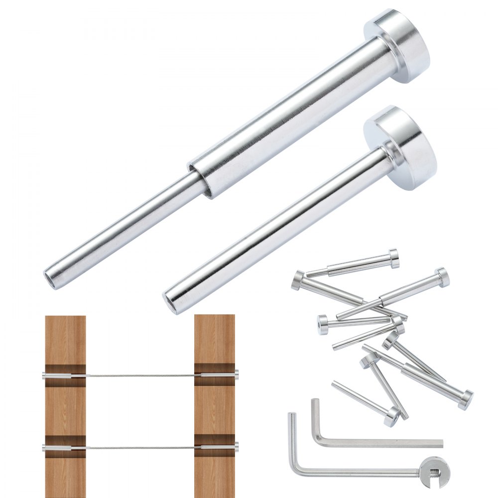 VEVOR 20 Pack Invisible Cable Railing kit, T316 Stainless Steel 1/8" Invisible Receiver and Swage Stud End for Cable Railing, Swage Tensioner 1/8" for Wood/Metal Post, Cable Railing Hardware, Silver - YXZJQYS20J185WDTQV0