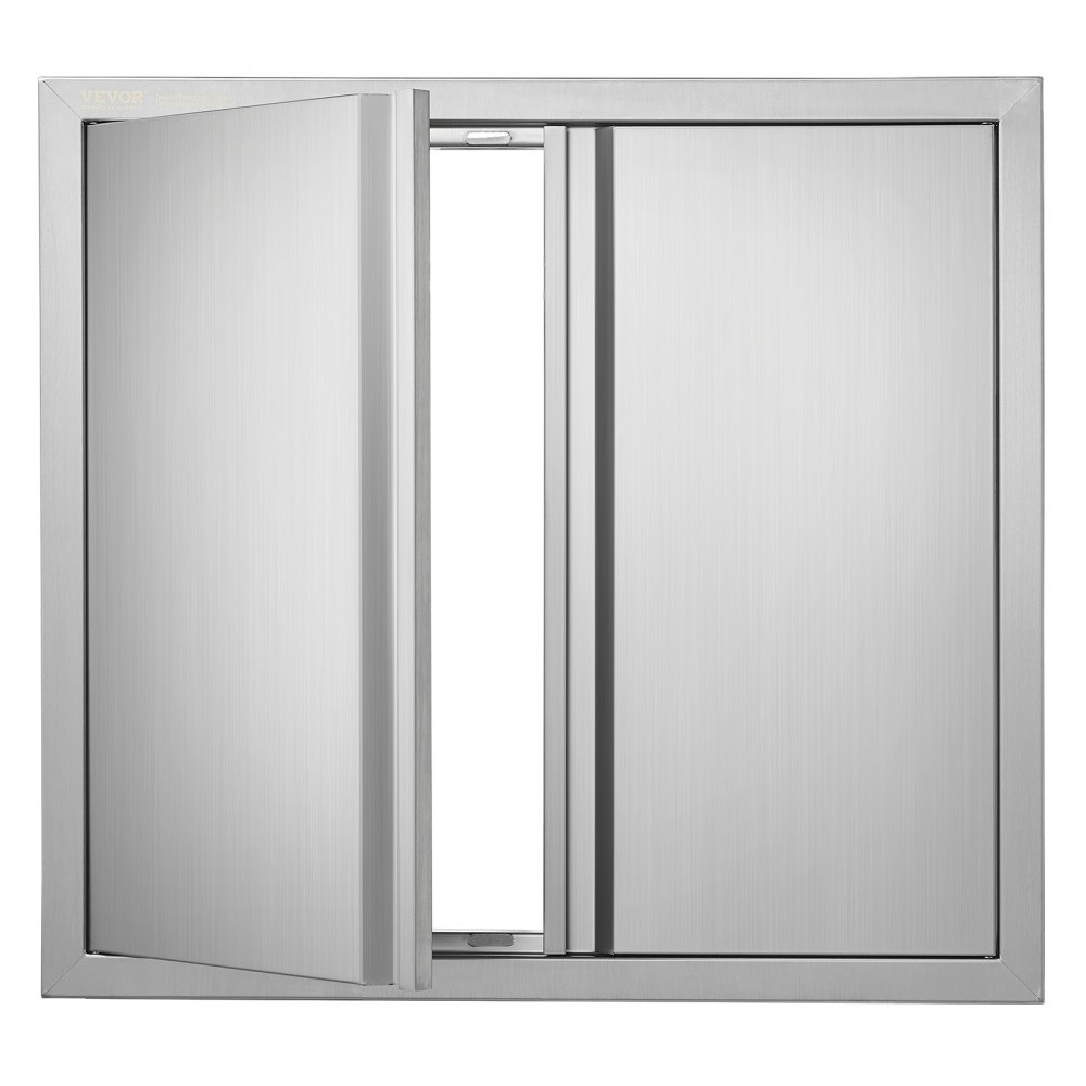 VEVOR BBQ Access Door, 26W x 24H Inch Double Outdoor Kitchen Door, Stainless Steel Flush Mount Door, Wall Vertical Door with Recessed Handles , for BBQ Island, Grilling Station, Outside Cabinet - SMABSCJMYS26R8YITV0