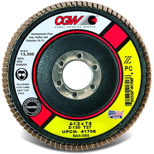 Disco de láminas de circonio de 4-1/2"x7/8" T27, grano 60 (paquete de 10) - 41704
