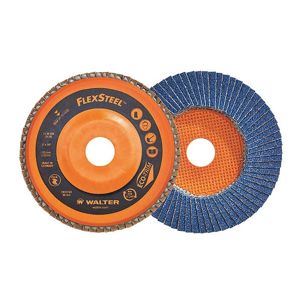 Walter Surface Technologies Disco de Aletas para Mezclar, 4.5x7/8" 120g, Material Abrasivo: Zirconia Alúmina - 15W708