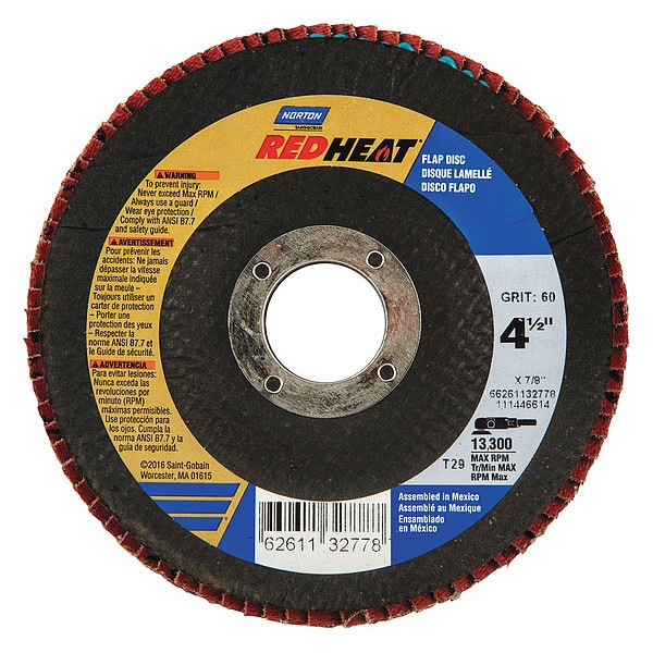 Disco de aletas Norton Abrasives, Grueso, 40 Granos, 4-1/2" de diámetro - 66261132847