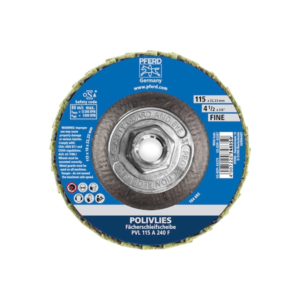 Disco de láminas no tejidas POLIVLIES® de 4-1/2" - Rosca 5/8-11 - Grano fino - 43287