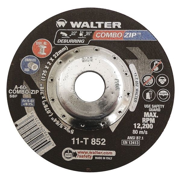 Rueda de corte de centro deprimido de Walter Surface Technologies, Tipo 27, 0.0781 pulgadas de grosor, Óxido de aluminio - 11T852
