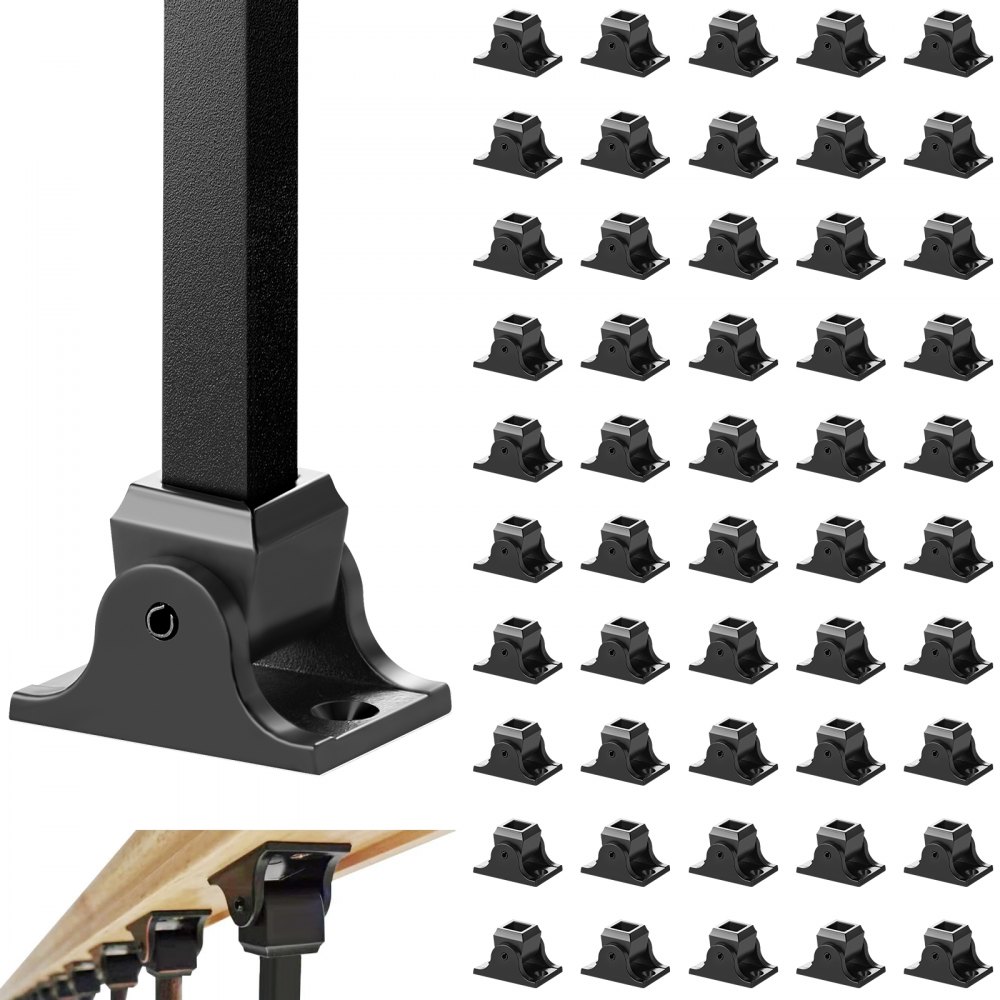 VEVOR Aluminum Alloy Baluster Shoes Square Balusters Baluster Wrought Spindles for Staircase Slant Shoes with Screw Holes for Use with 1/2 Inch Staircase Balusters, Spray Coated Black (50 Pcs) - LGXZLHJXM50PV48UFV0