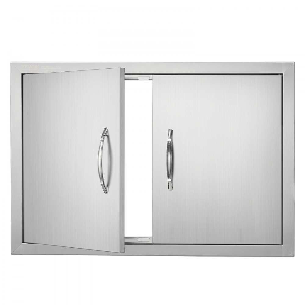 VEVOR BBQ Access Door, 28W x 19H Inch Double Outdoor Kitchen Door, Stainless Steel Flush Mount Door, Wall Vertical Door with Handles, for BBQ Island, Grilling Station, Outside Cabinet - SMMBSCJMYS28MXG56V0