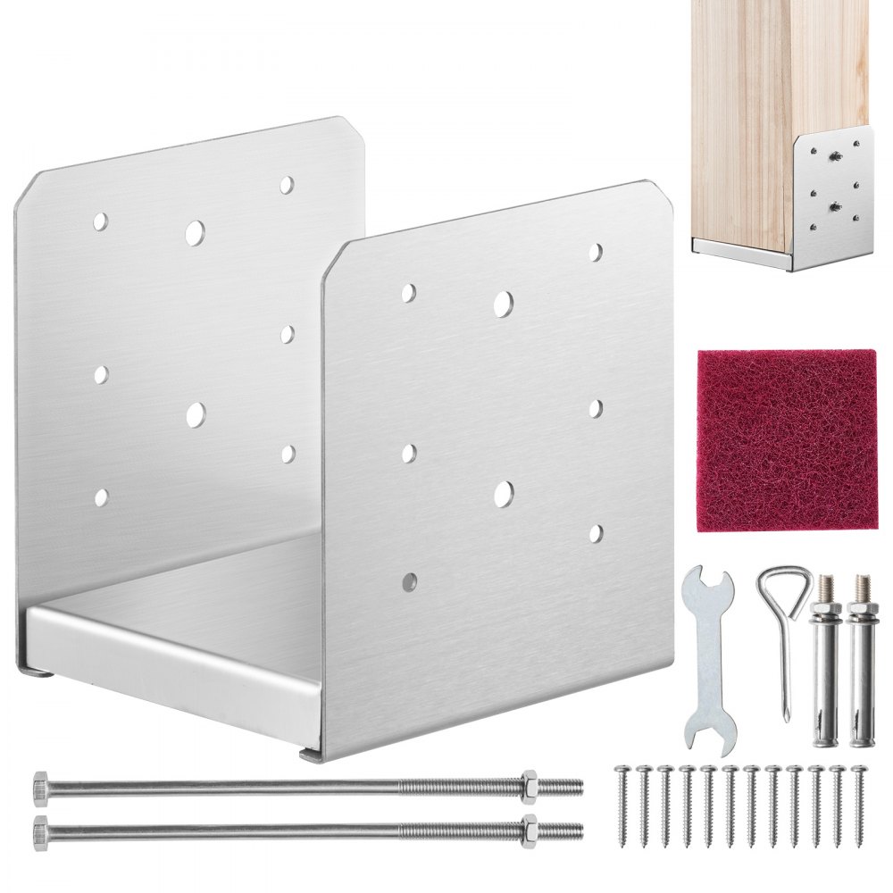 VEVOR 6"x 6" Post Base, 1Pcs Stainless Steel Adjustable Post Anchor Bracket(Internal 5.9 x 5.5"), Adjustable Post Base for Pavilion Deck Porch Handrail Railing Support Decorative Anchor Plate - BBLZDZ6X6INCJHMV6V0