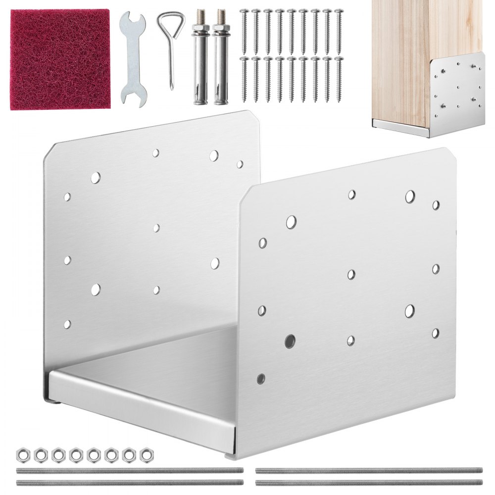 VEVOR 8"x 8" Post Base, 1Pcs Stainless Steel Adjustable Post Anchor Bracket(Internal 7.8 x 7.3"), Adjustable Post Base for Pavilion Deck Porch Handrail Railing Support Decorative Anchor Plate - BBLZDZBXG1PCHNWISV0