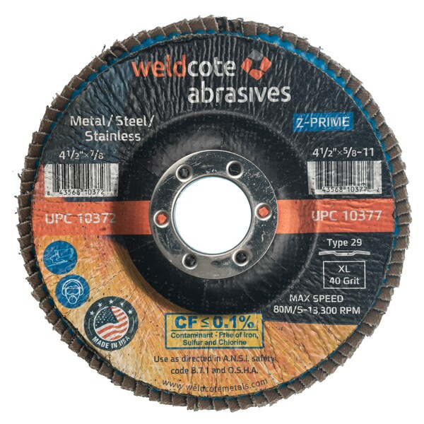 Disco de láminas Weldcote 4-1/2 X 7/8 T29 Z-Prime Xl 40G - 10372