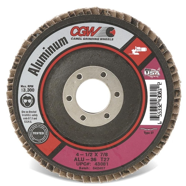 Disco de láminas abrasivas premium recubierto regular libre de contaminantes con recubrimiento de estearato de calcio, 4-1/2 pulgadas D - 43081