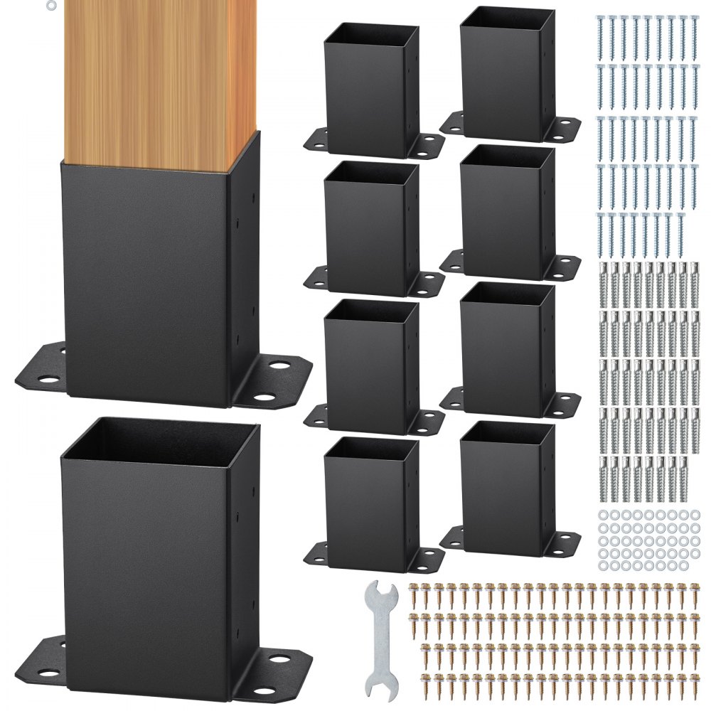 VEVOR 10 Pack 4x4 Post Base Brackets Heavy Duty Wood Post Fence Post Anchor - QBLZDZTG10J4LFBL1V0