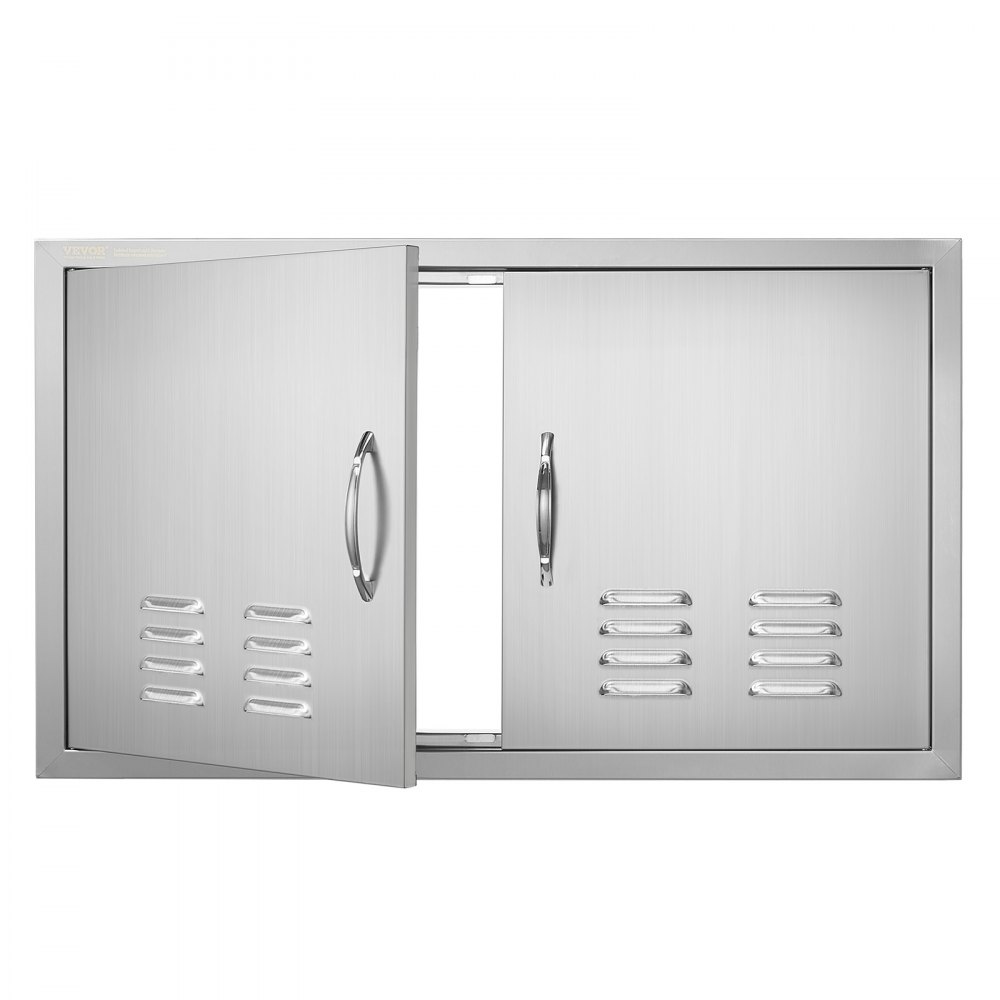 VEVOR BBQ Access Door, 36W x 21H Inch Double Outdoor Kitchen Door, Stainless Steel Flush Mount Door, Wall Vertical Door with Handles and Vents, for BBQ Island, Grilling Station, Outside Cabinet - SMMBSCJMYS36I3IIAV0