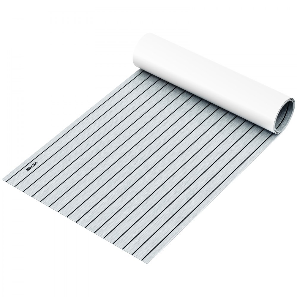 VEVOR Boat Decking Sheet 94.5 X 35.4 Inch 6MM Thick Non-Skid EVA Foam Faux Teak Decking Self-Adhesive Marine Yacht RV Swimming Pool Garden Boat Flooring Sheet (Grey with Black Seam, 94.5" x 35.4") - 240X90EVAHSYMZNDBV0