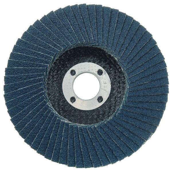 Disco abrasivo en forma de aleta Weiler 4", plano (TY27), 80Z, 5/8" - 50695