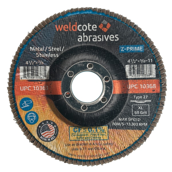 Disco de láminas Weldcote 4-1/2 X 7/8 T27 Z-Prime Xl 60G - 10363