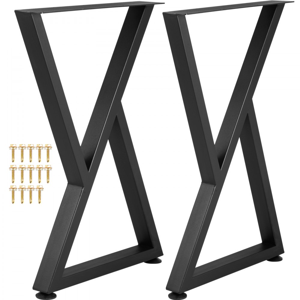 VEVOR Metal Table Legs, 28x18 inch Desk Legs, Set of 2, Heavy Duty Bench Legs, Z Shape Metal Furniture Legs, Wrought Iron Coffee Table Legs, Home DIY for Dining Table w/ Rubber Floor Protectors, Matte - TZZTYCZ28X188OFG9V0