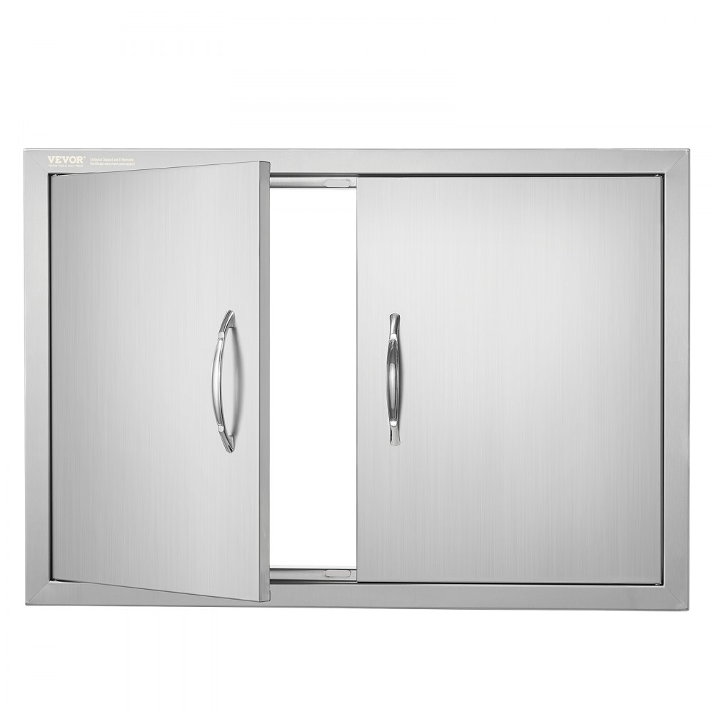 VEVOR BBQ Access Door, 30W x 21H Inch Double Outdoor Kitchen Door, Stainless Steel Flush Mount Door, Wall Vertical Door with Handles, for BBQ Island, Grilling Station, Outside Cabinet - SMMBSCJMYS30HBDQ7V0