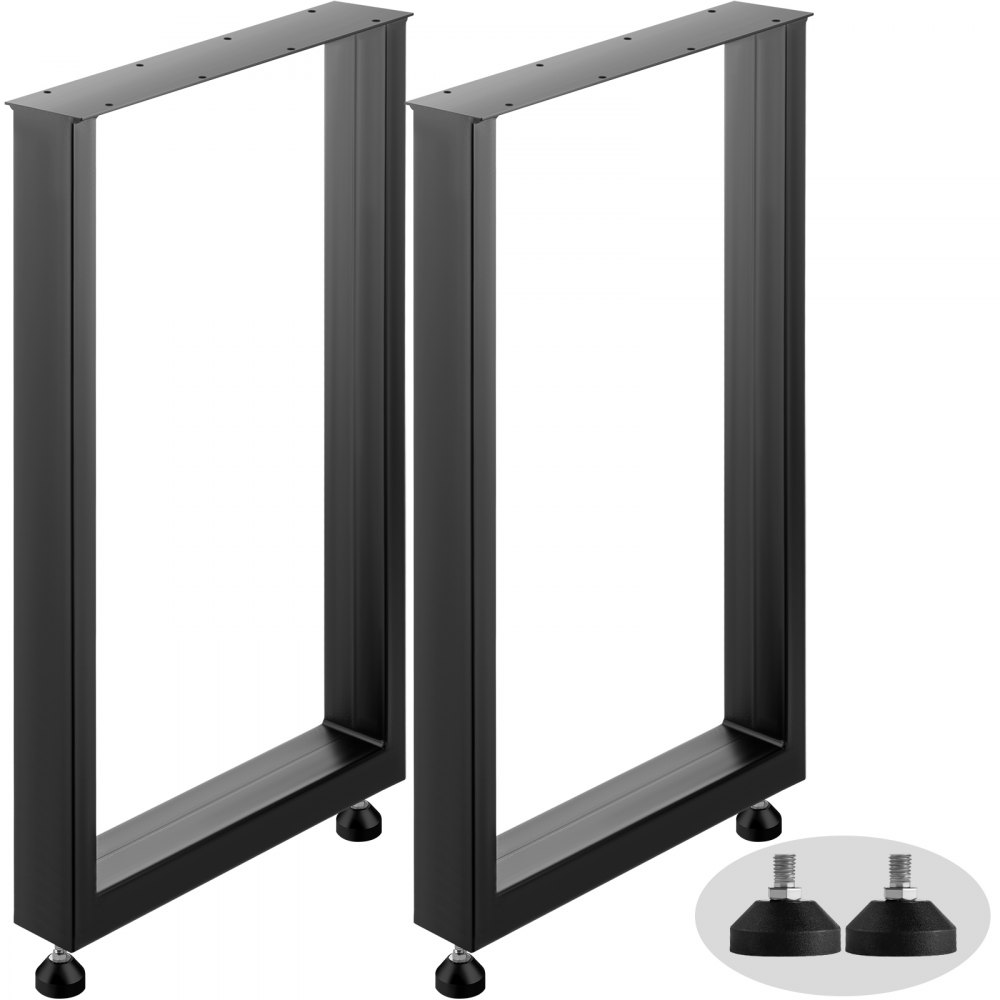 VEVOR Set of 2 Steel Table Legs, 28''Height 24''Wide Dining Table Legs, Heavy Duty 3.1" Width Box Section Square Table Legs, 28x24x3.1 Inch Black Color Industrial Country Style Metal Dining Legs - ZTHS600X720MM0001V0