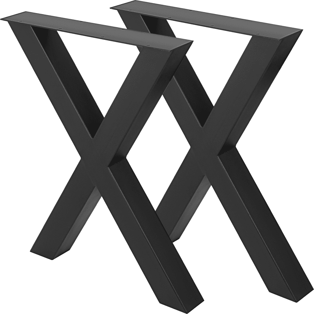 VEVOR Set of 2 Steel Table Legs, 16''Height 15''Wide Dining Table Legs, Heavy Duty 3.1" Square Box Section X Frame Table Legs, 16x15x3.1 Inch Black Color Industrial Country Style Metal Dining Legs - ZT400X395MM000001V0