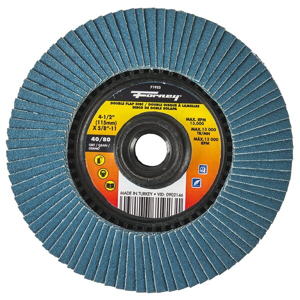 Disco de aletas de doble cara Forney, granos 40/80, 4-1/2 in - 71923