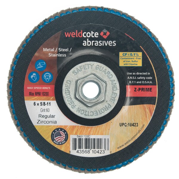 Disco de solapa Weldcote 6 X 5/8-11 Z-Prime Reg 60G - 10423