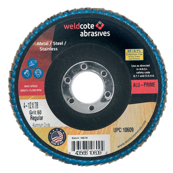 Disco de láminas Weldcote 4-1/2 X 7/8 Aluminioprima Reg 60G - 10609