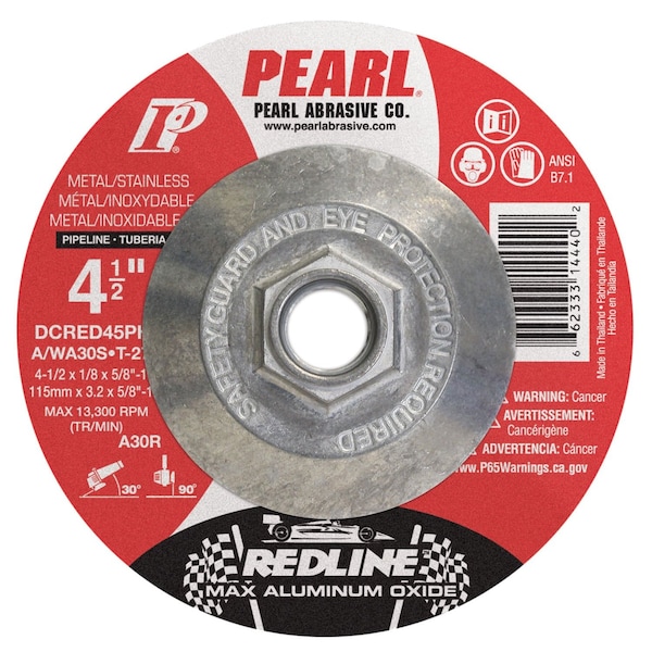 Rueda de rectificado Pearl Redline Max A.O. DC 4-1/2 x 1/8 x 5/8-11 A/WA30S T-27 Pipeline - DCRED45PH