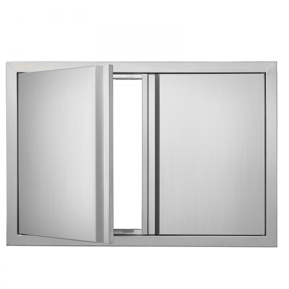 VEVOR BBQ Access Door, 30W x 21H Inch Double Outdoor Kitchen Door, Stainless Steel Flush Mount Door, Wall Vertical Door with Recessed Handles , for BBQ Island, Grilling Station, Outside Cabinet - SMABSCJMYS30BVNBSV0