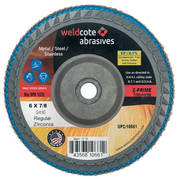Disco de Solapa 6 X 7/8 Z-Prime 60G Trimmable de Zirconia - 10661