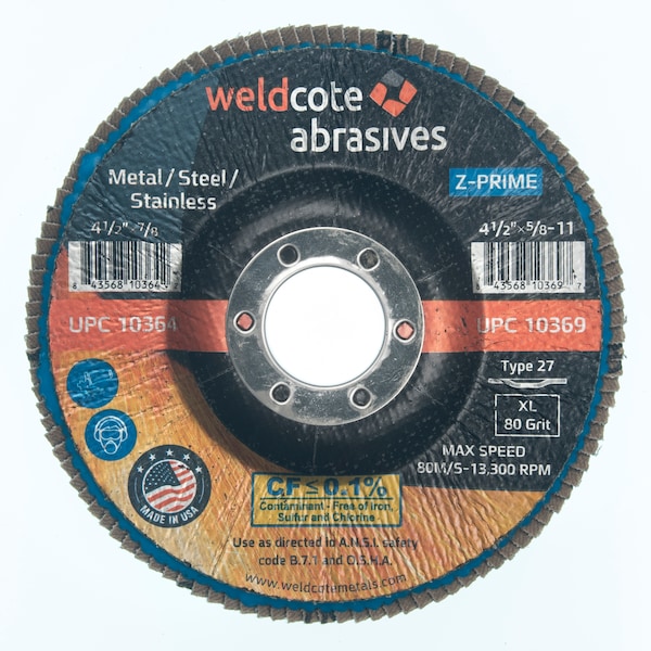 Disco de láminas 4-1/2 X 7/8 T27 Z-Prime Xl 80G - 10364 de Weldcote