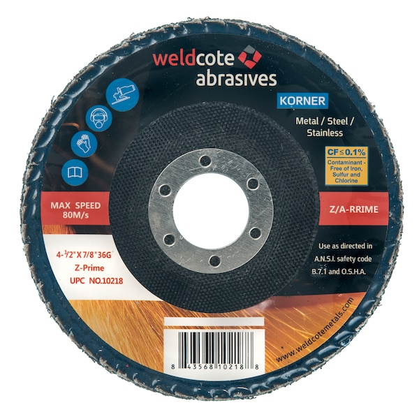 Disco de láminas Weldcote 4-1/2 X 7/8 36G Z-Prime Korner - 10218