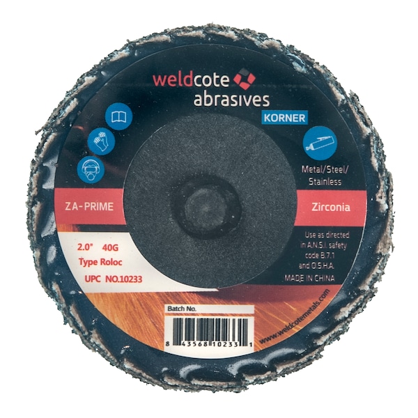 Disco de solapa Weldcote de 2" 40G Z-Prime Korner Roll On Mini Discos de Solapa - 10233
