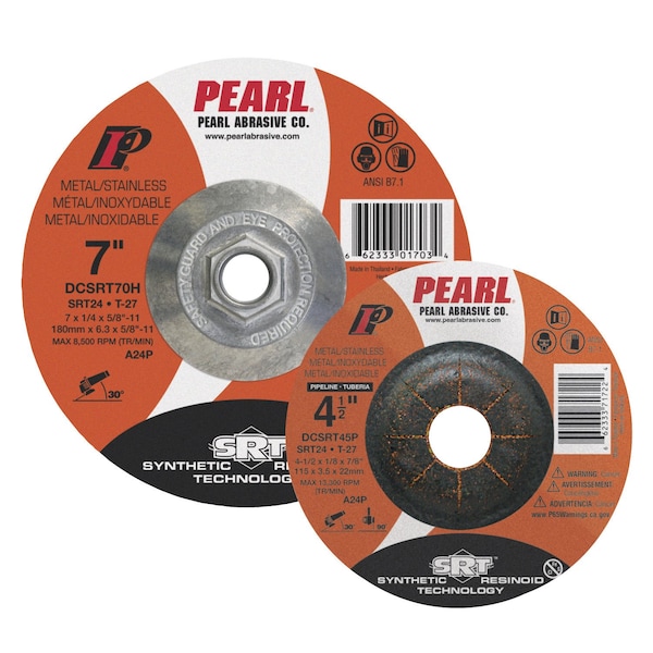 Rueda de rectificado Pearl SRT DC 4-1/2 x 1/4 x 5/8-11 SRT24 T-27 - DCSRT45H