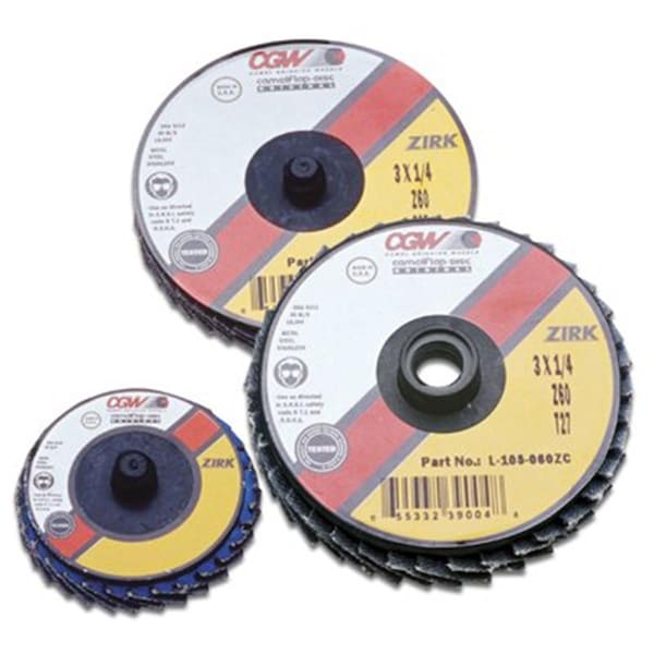Disco de láminas con grano de óxido de circonio de 3 pulgadas tipo T27 grado 60 - 421-30014