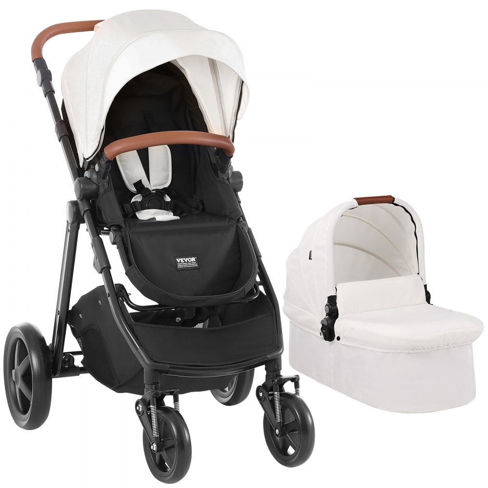 VEVOR Stroller Travel System With Bassinet Playard Baby Combo Set 2-in-1 White - YETCLXXTZYYLXAQFNV0