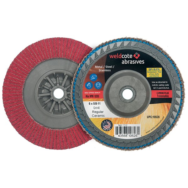 Disco de láminas Weldcote 6 X 5/8-11 C-Prime Plus 40G Recorte Cerámico Con Cubo - 10626