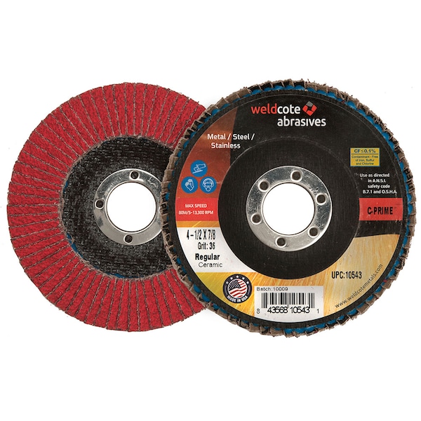 Disco abrasivo Weldcote 4-1/2 X 5/8-11 C-Prime Cerámico Regular 60G - 10549