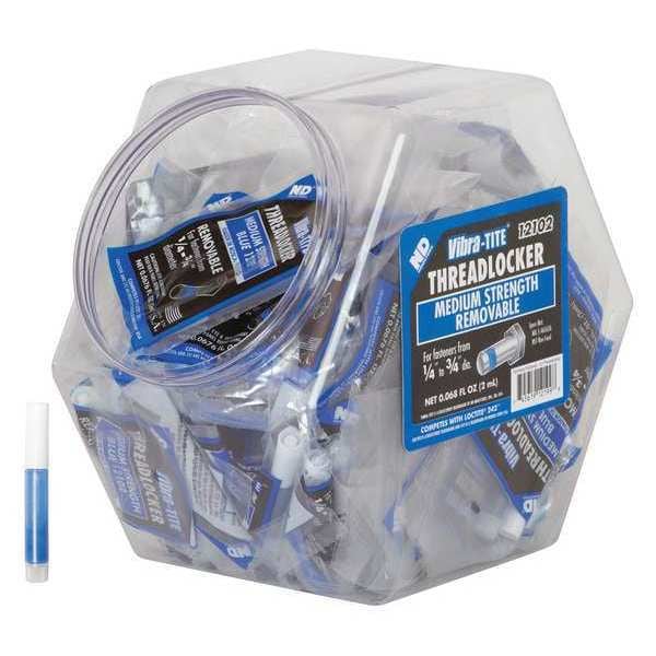 Vibra-Tite Threadlocker, VIBRA-TITE 121, Azul, Resistencia Media, Líquido, Tubo de 2 mL, Fishbowl, Paquete de 100 - 12199