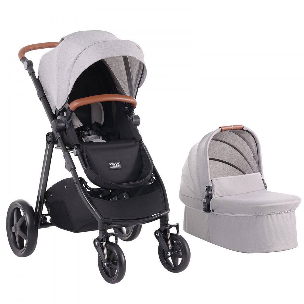 VEVOR Stroller Travel System With Bassinet Playard Baby Combo Set Light Gray - YETCLXXTZYYL8H48RV0