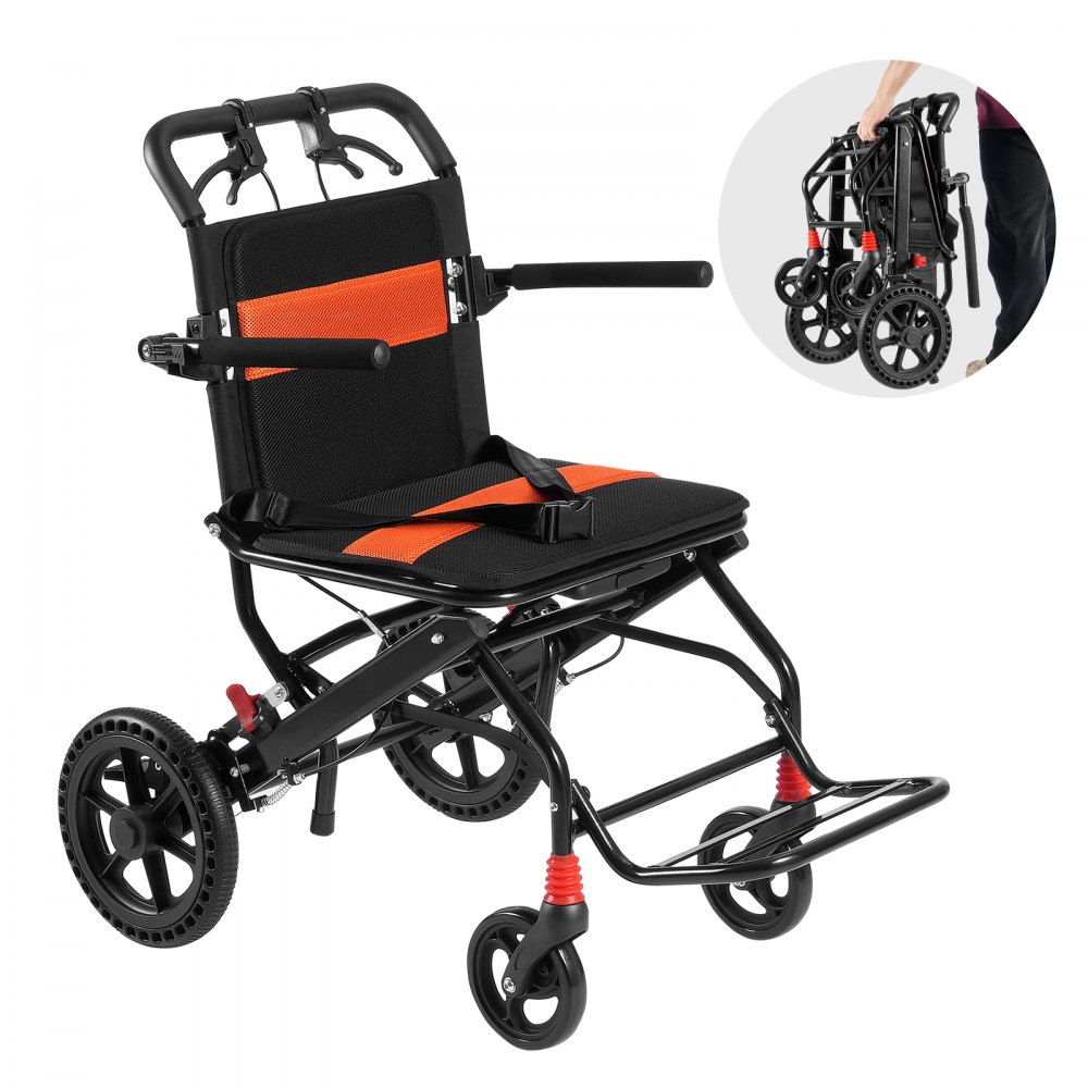 VEVOR Wheelchair Aluminum Alloy Transport Chair Foldable 18-In W Seat 220lbs - FWYSLYLHJSX1TQ05XV0