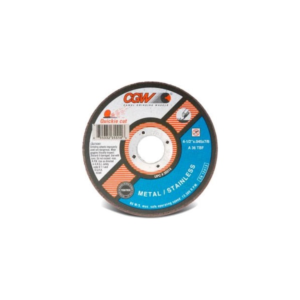 CGW Abrasivos 35514 Disco de corte 4-1/2" x 7/8" 36 granos Tipo 1 óxido de aluminio de circonio - 35514